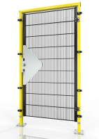 Maschinenschutzgitter Drehtür in der Größe 1000 x 2000 mm, in den Farben gelb und schwarz von Schutzzaun24